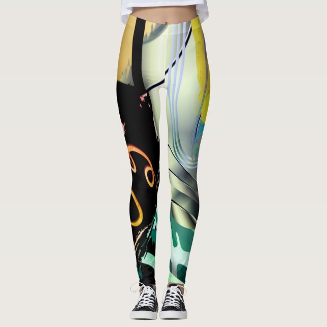 Legging Panorama irregular curvo de formas e objetos (Frente)