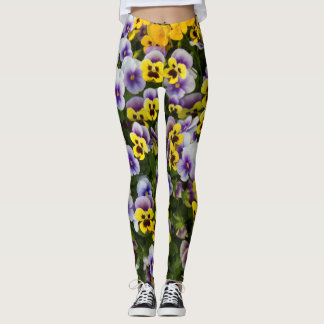 Legging pansea e girassol arte floral