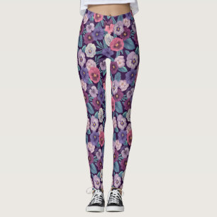 Legging Pansias coloridas em violeta profunda