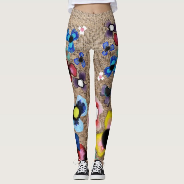 Legging Pansies efeito yute (Frente)