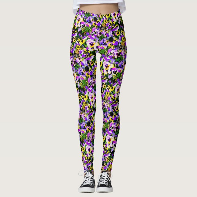 Legging pansies multi-coloridos (Frente)