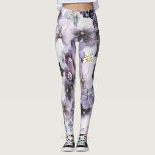 Legging Panteras brancas roxas Desenho de vinheta