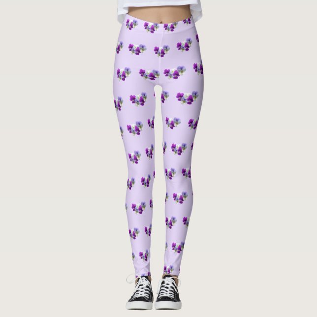 Legging Panteras Roxo e Legenda de Padrão Branco (Frente)
