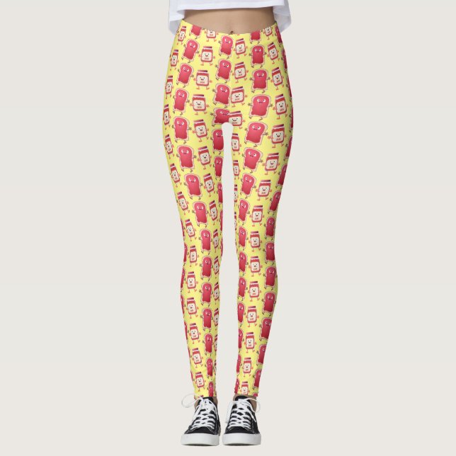 Legging Pão engraçado e personagens de desenho animados de (Frente)