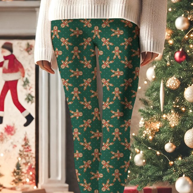 Legging Pão Verde Bolinhas de Homem Natal (Criador carregado)