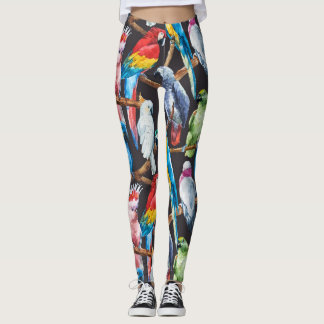 Legging Papagaio brilhante: papel de parede a aquarela tro