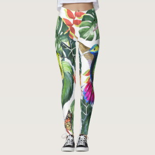 Legging Papagaio e Hummingbird tropical