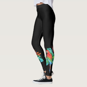 Legging Papagaio tropical em preto