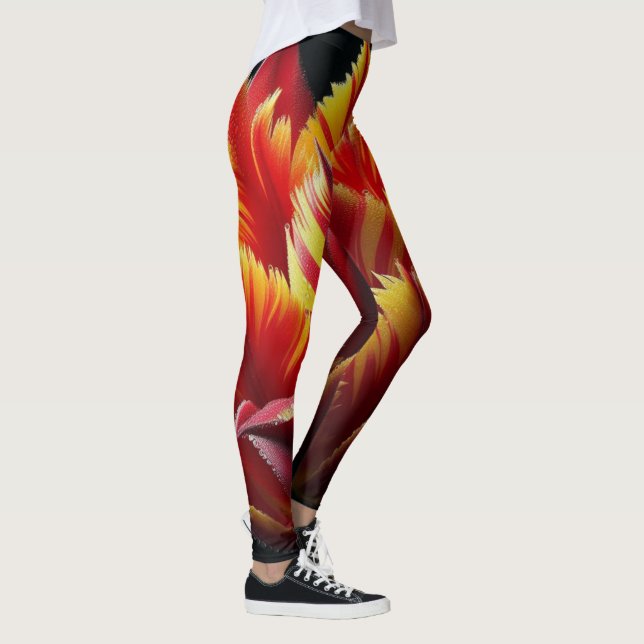 Legging Papagaio Tulip Floral Vermelho e Amarelo (Direita)
