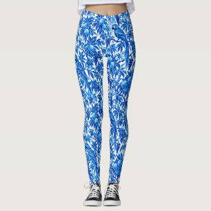 Legging Papagaios Azuis em um Jardim Tropical