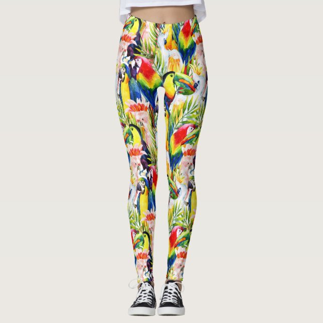 Legging Papagaios E Folhas De Palma (Frente)