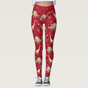 Legging Papai Noel Dinossauro Vermelho Natal