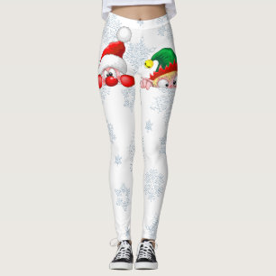 Legging Papai Noel e Elfo Personagens Fofos e Divertidos E