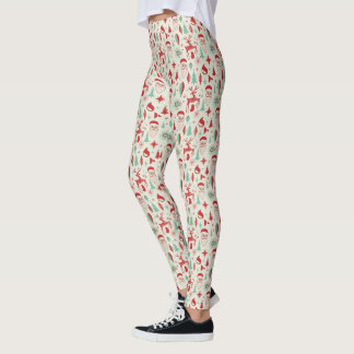 Legging Papai Noel e Rena Retro dos Anos 50 Natal