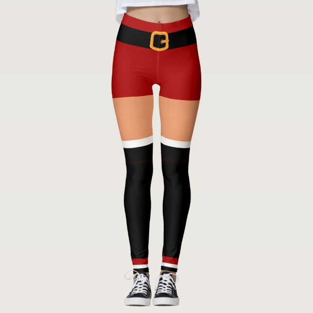 Legging Papai Noel Natal Negro e Vermelho (Frente)