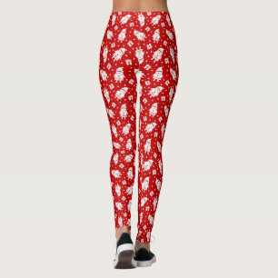 Legging Papai Noel Vermelho e Branco com Cheio Padrão de p