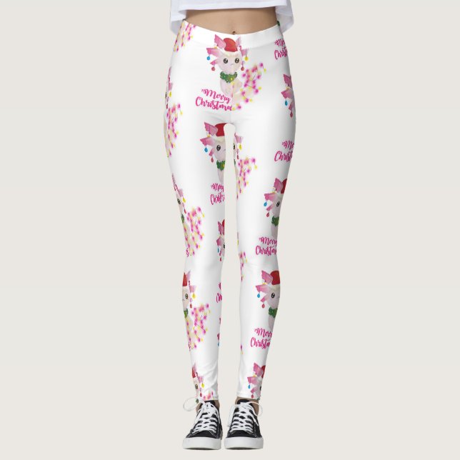 Legging papais noeis axolotl de natal alegres (Frente)
