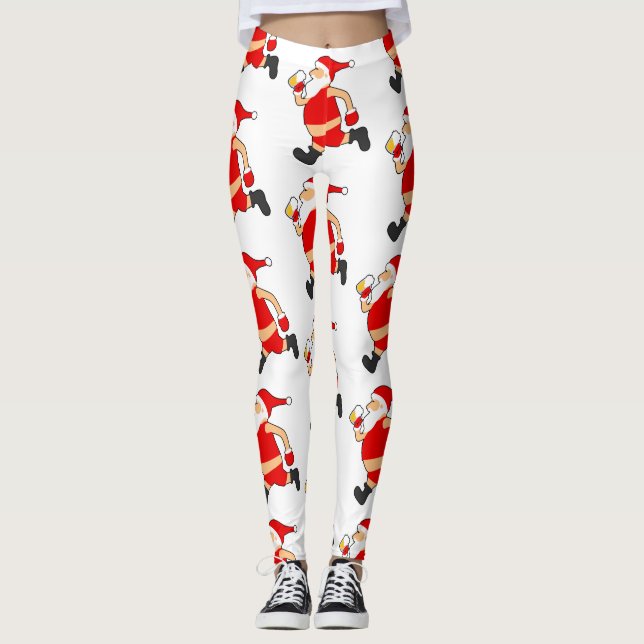 Legging papais noeis de cerveja engraçadas natal (Frente)