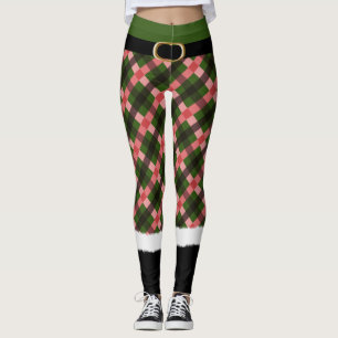 Legging Papais noeis de Elf de Xadrez Moderna Figuram Frio