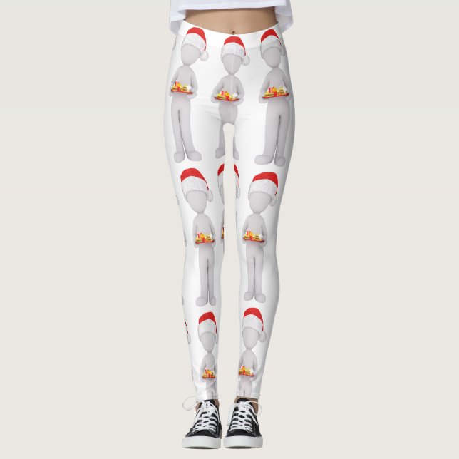 Legging papais noeis de hambúrguer de natal (Frente)