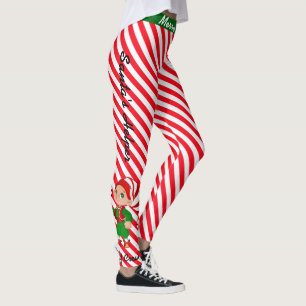Legging Papais noeis De Natal Elf Crew Candy Tirava Leggin
