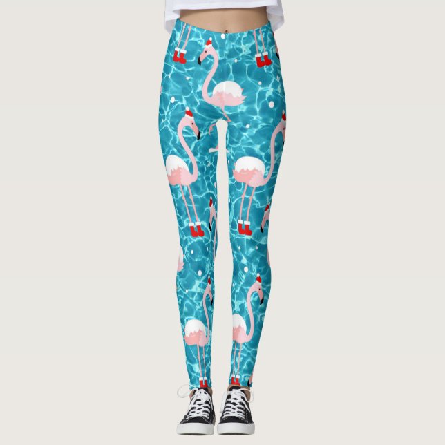 Legging papais noeis de natal flamingo (Frente)
