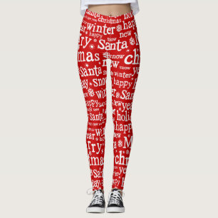 Legging Papais noeis de Natal Red Merry no inverno