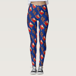 Legging Papais noeis e Reindeer Natal
