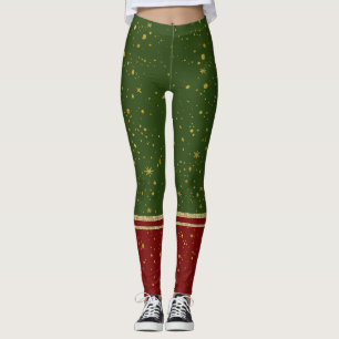 Legging Papais noeis Elf Red e Green Christmas