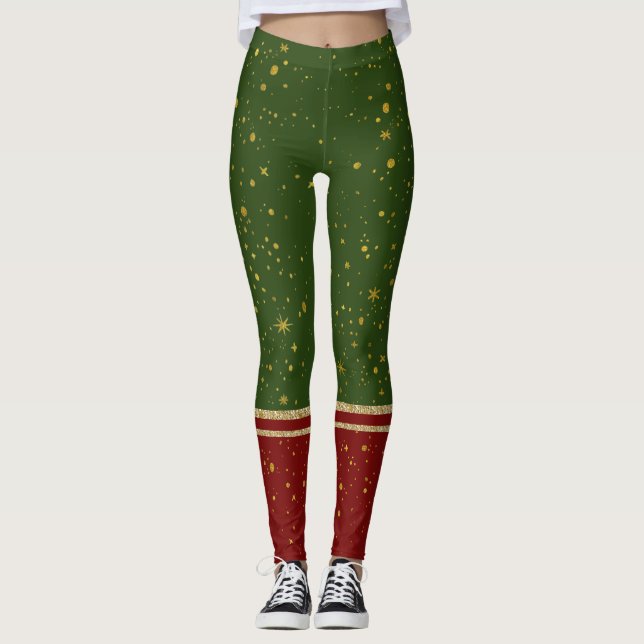 Legging Papais noeis Elf Red e Green Christmas (Frente)