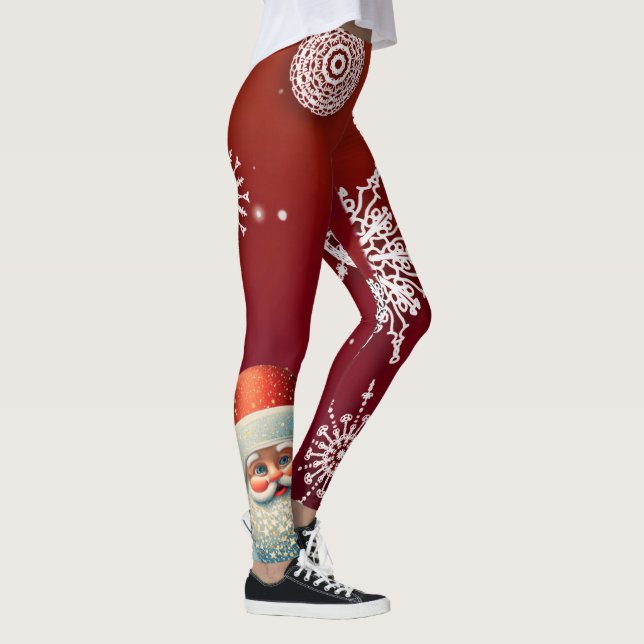 Legging Papais noeis em patas de fundo vermelho em flocos  (Direita)