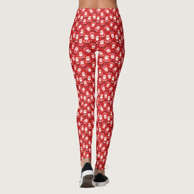 Legging Papais noeis Envolvidos Por Neves Flocos Vermelhos (Verso)