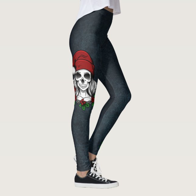 Legging Papais noeis Gótica Whimsical Natal Skull (Direita)