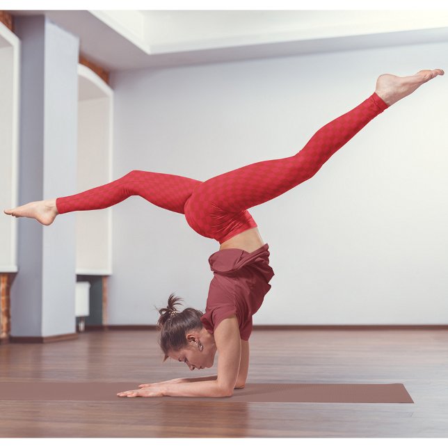 Legging Papais noeis Monogramas Dourados E Cheios De Verme (Christmas Red Checkered Gold Monogrammed Santa Elf Leggings)