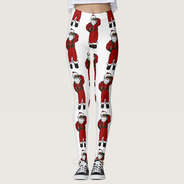 Legging papais noeis pretos de veludo vermelho (Frente)