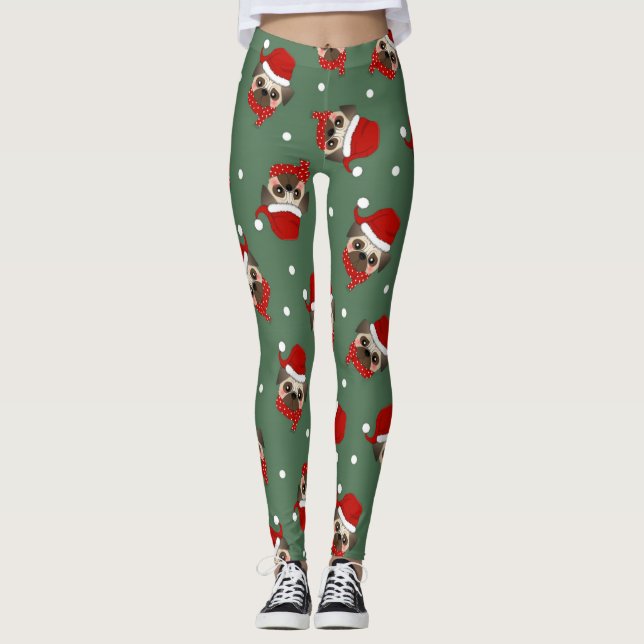 Legging Papais noeis Pug Natal Padrão (Frente)