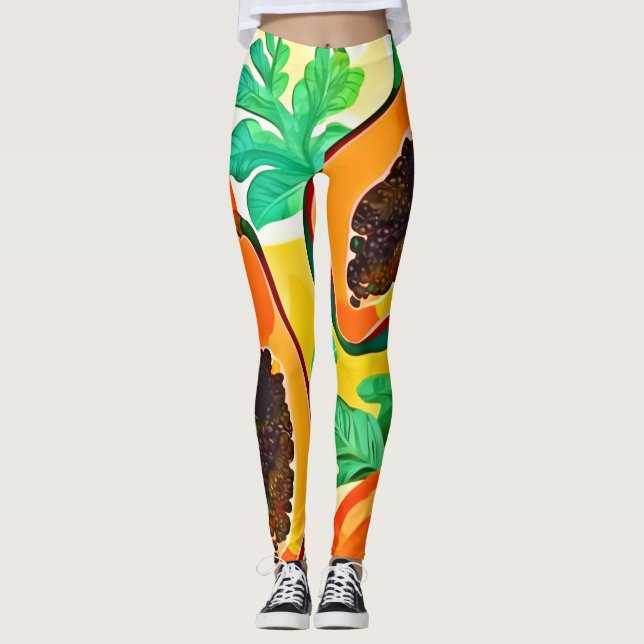 Legging Papaya Pop Art tropical (Frente)