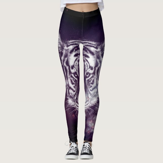 Legging Papel de parede de rosto do galáxio Tiger (Frente)