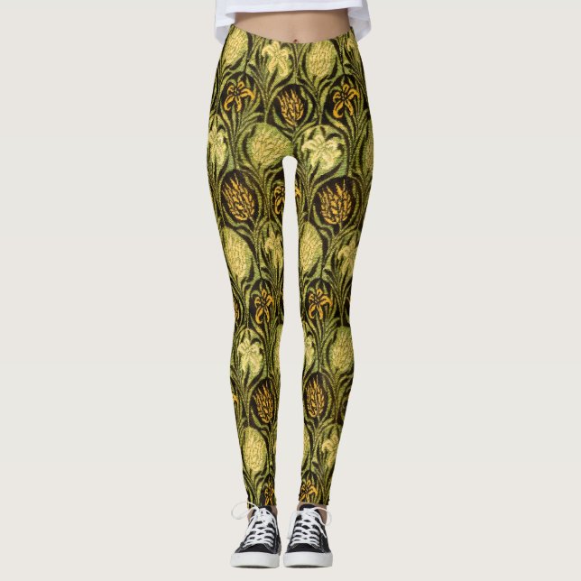 Legging Papel de Parede Tulipa e Lírio Verde de William Mo (Frente)