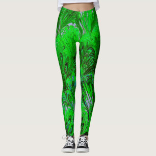 LEGGING PAPEL MARCADO,PADRÃO DE PAZ VERDE ABSTRATO