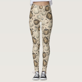 Legging Papel pergaminho rústico com abóbora fantasma de H