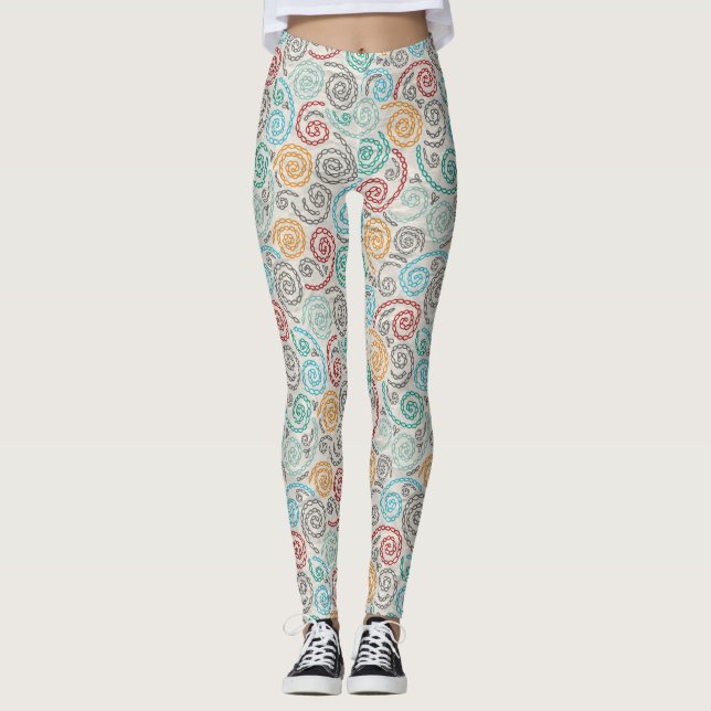 Legging Papel rumpled rico do bordado (Frente)