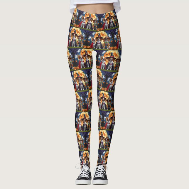 Legging Papillon Dogs Pumpkin Halloween Engraçado (Frente)