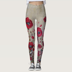 Legging Papoilas do vermelho das caneleiras