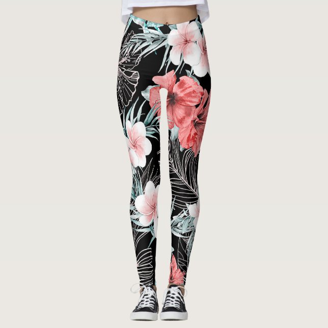 Legging Paraíso da Ilha Botânica Rose Gold Tropical (Frente)