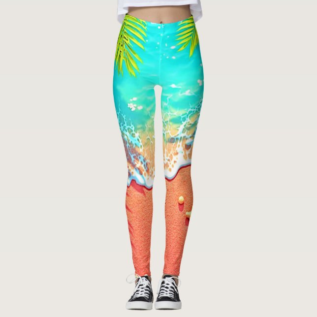 Legging Paraíso de Praia de Areia Rosa Design (Frente)