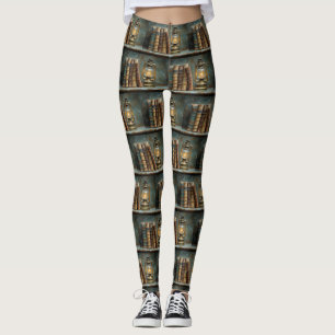Legging Parede de Biblioteca Antiquada de Pintura de Pilha