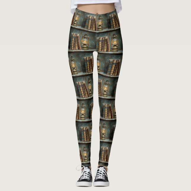 Legging Parede de Biblioteca Antiquada de Pintura de Pilha (Frente)