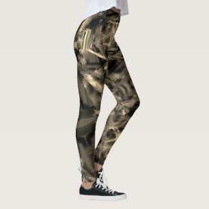 Legging Pares beges tortos manchados com "pinceladas"