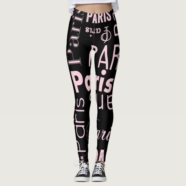 Legging Paris rosa e preto paris  (Frente)